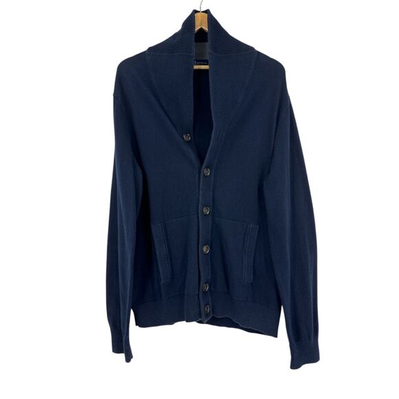 Gap shawl Cardigan Sweater XL Button Front mens Navy Blue - Picture 3 of 6